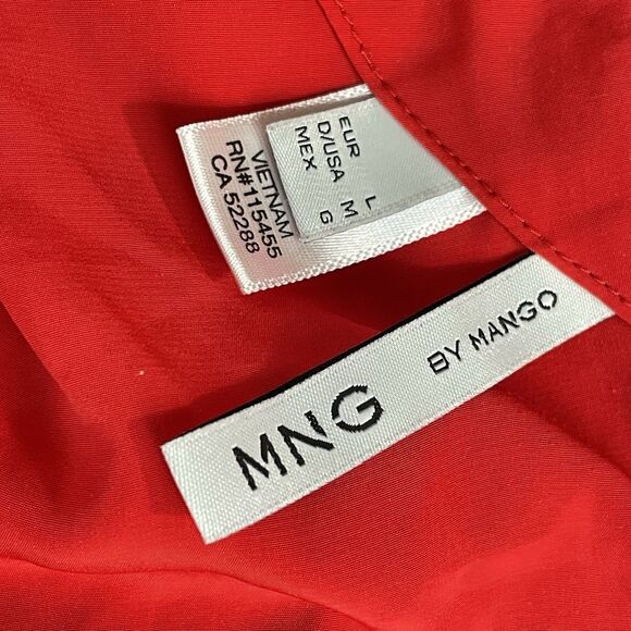 MNG By Mango Cut Out Back Dress  Two Pockets Button Back Women's Large Red - Picture 10 of 15